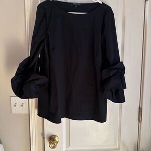 Lafayette 148 New York black ruffle sleeve blouse large